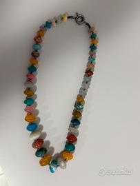 Collana pietre dure colorate chiusura argento