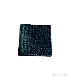 Portafoglio in vera pelle nero lucido