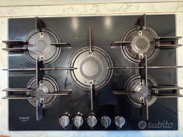 Hotpoint Piano Cottura 5 fuochi gas nero 75 cm