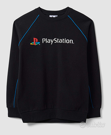 Felpa nera in misto cotone con stampa PlayStation