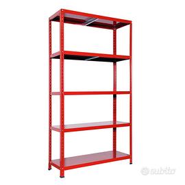 scaffale metallico rosso
