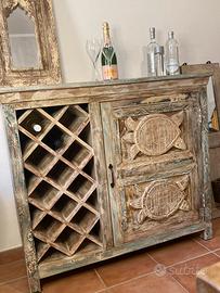 MOBILE BAR LEGNO MASSELLO INTARSIATO