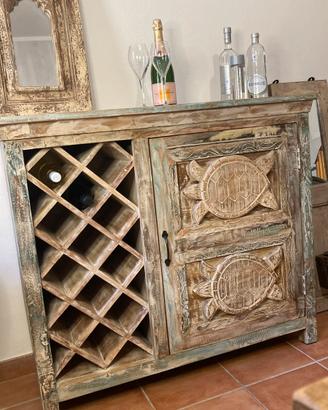 MOBILE BAR LEGNO MASSELLO INTARSIATO
