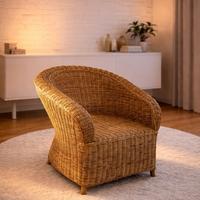 Poltrona in vimini e rattan anni ’70