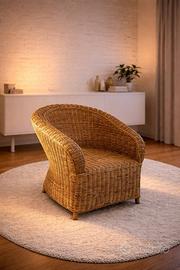 Poltrona in vimini e rattan anni ’70