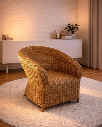 Poltrona in vimini e rattan anni ’70