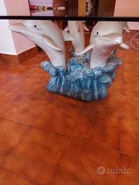 Tavolino vetro con delfini