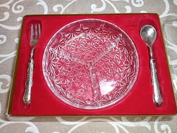 Set Antipastiera Vintage anni '70 in Cristallo e P