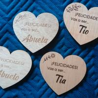 Cartoline cuore annuncio nascita in legno