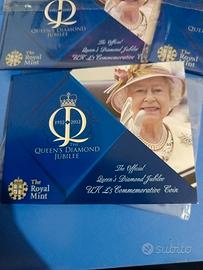 Moneta commemorativa queen's diamond giubileo 
