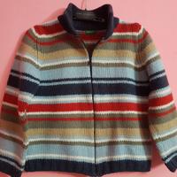 Benetton maglioncino cardigan lana multicolore