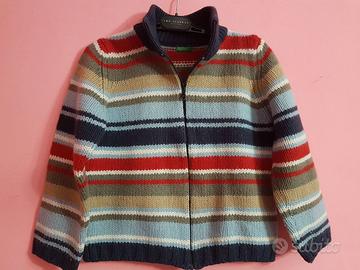 Benetton maglioncino cardigan lana multicolore