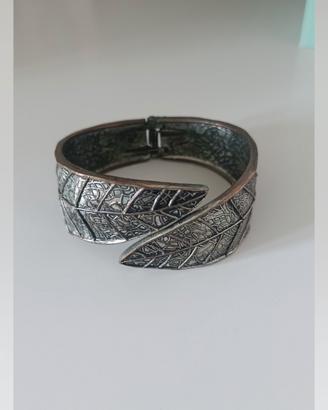 Bracciale argentato donna foglia 
