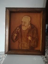 quadro in legno Padre Pio realizzato artigianalmen