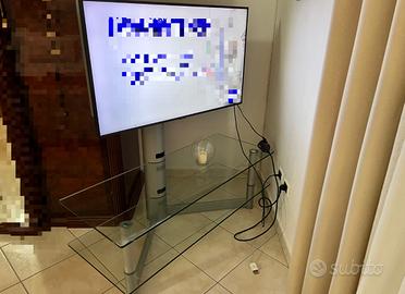 Mobile Porta TV in Vetro Temperato con Staffa