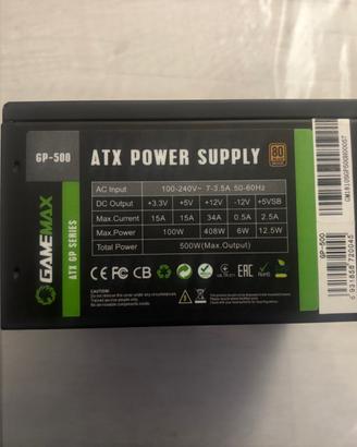 Alimentatore Game Max 500w 80 plus