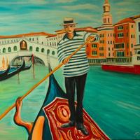 Quadro moderno olio su tela 80x60cm Nuovo