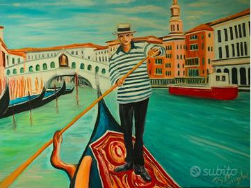 Quadro moderno olio su tela 80x60cm Nuovo