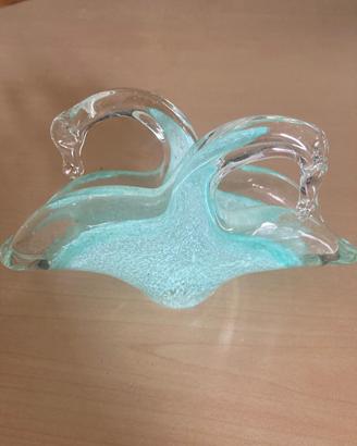 Nuova decorazione in vetro con cigni azzurra