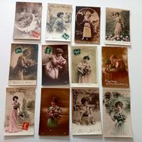 Lotto 12 Cartoline Vintage Donne ORIGINALI