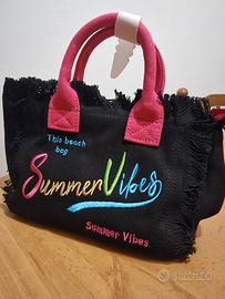 Borsa Mare / Mini Tote Nera & Rosa "Summer Vibes"