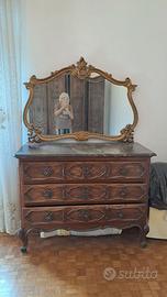 Comò antico con specchio, stile barocco piemontese