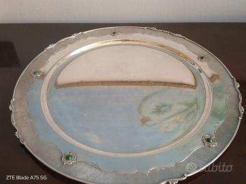 Grande vassoio in argento e pietre dure CALDERONI