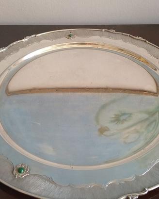 Grande vassoio in argento e pietre dure CALDERONI