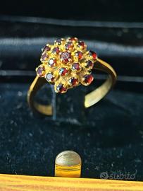 anello oro giallo 750 18 kt vintage rubini