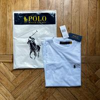 Maglia Ralph Lauren Bianca  Logo Cavallo  Blu navy
