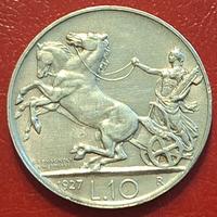 10 lire biga 1927 2 rosette