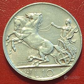 10 lire biga 1927 2 rosette