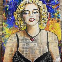 Marylin Monroe dipinto a mano ritagli di giornale