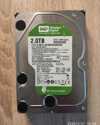 Hard DISK Western Digital Caviar Green da 2.0TB
