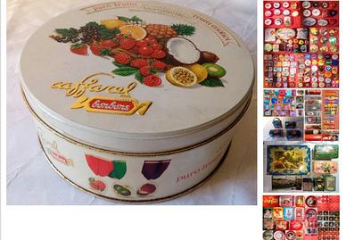 Scatola latta caramelle Caffarel vintage, e altre