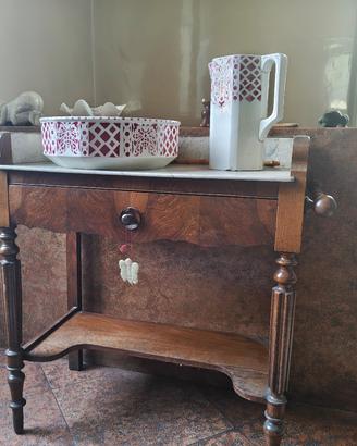 antico mobile lavabo-consolle toilette noce e marm