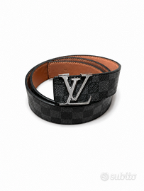 cintura lv nera fibbia argento