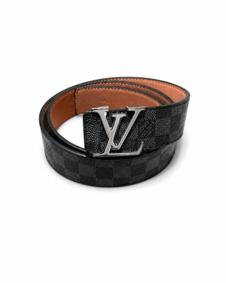 cintura lv nera fibbia argento