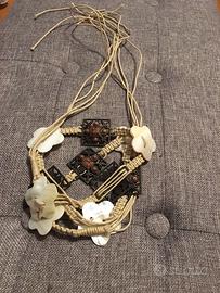 Cintura donna in corda, fiori in madreperla
