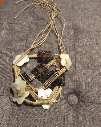 Cintura donna in corda, fiori in madreperla