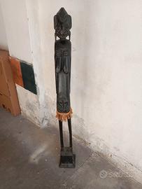 STATUA AFRICANA CM.101 LEGNO INTARSIATO ANNI 70