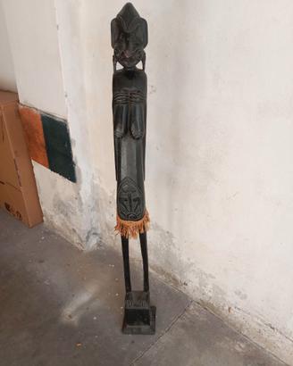 STATUA AFRICANA CM.101 LEGNO INTARSIATO ANNI 70