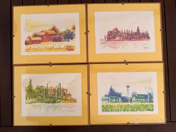 Set di 4 quadri 24x31cm