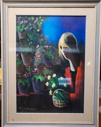 Quadro Eliano Fantuzzi "Fioraia" Olio su Tela