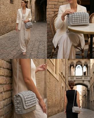 Borsa realizzata a mano in cordino lurex