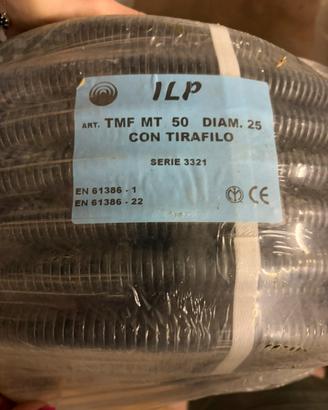 Tubo corrugato + tirafilo pvc nero mm 25 per 50 mt