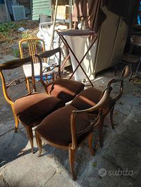Set 4 Sedie Antiche Metà '800 Stile Carlo X/Bied