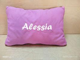 Cuscino personalizzato "Alessia" viola con cernier