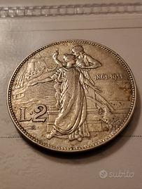 2 LIRE 1911 CINQUANTENARIO VITTORIO EMANUELE III 