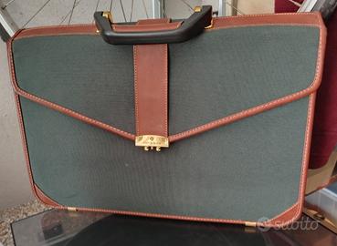 borsa cartella Samsonite vintage tessuto e pelle 